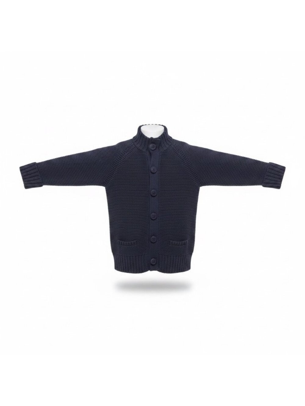Chicos Womens Navy Cotton Button-Front Knit Cardigan Sweater Size 2 - Picture 1 of 9